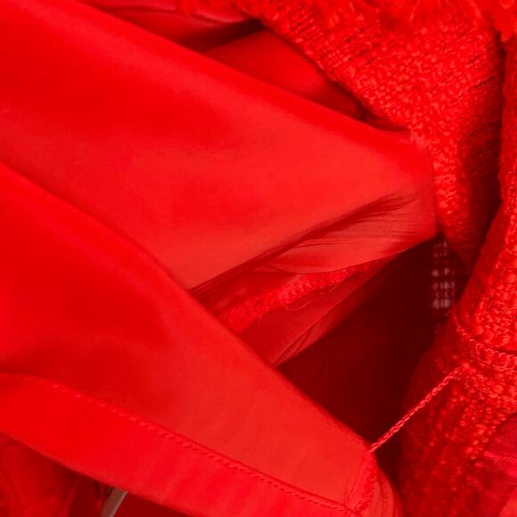 J Crew Red Cotton Tweed Fringed Dress Sleeveless NWT Size 4 - Picture 8 of 10